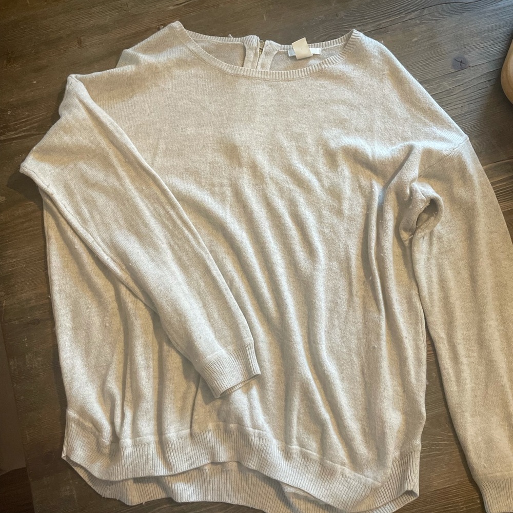 Cream/grey long sleeve sweater